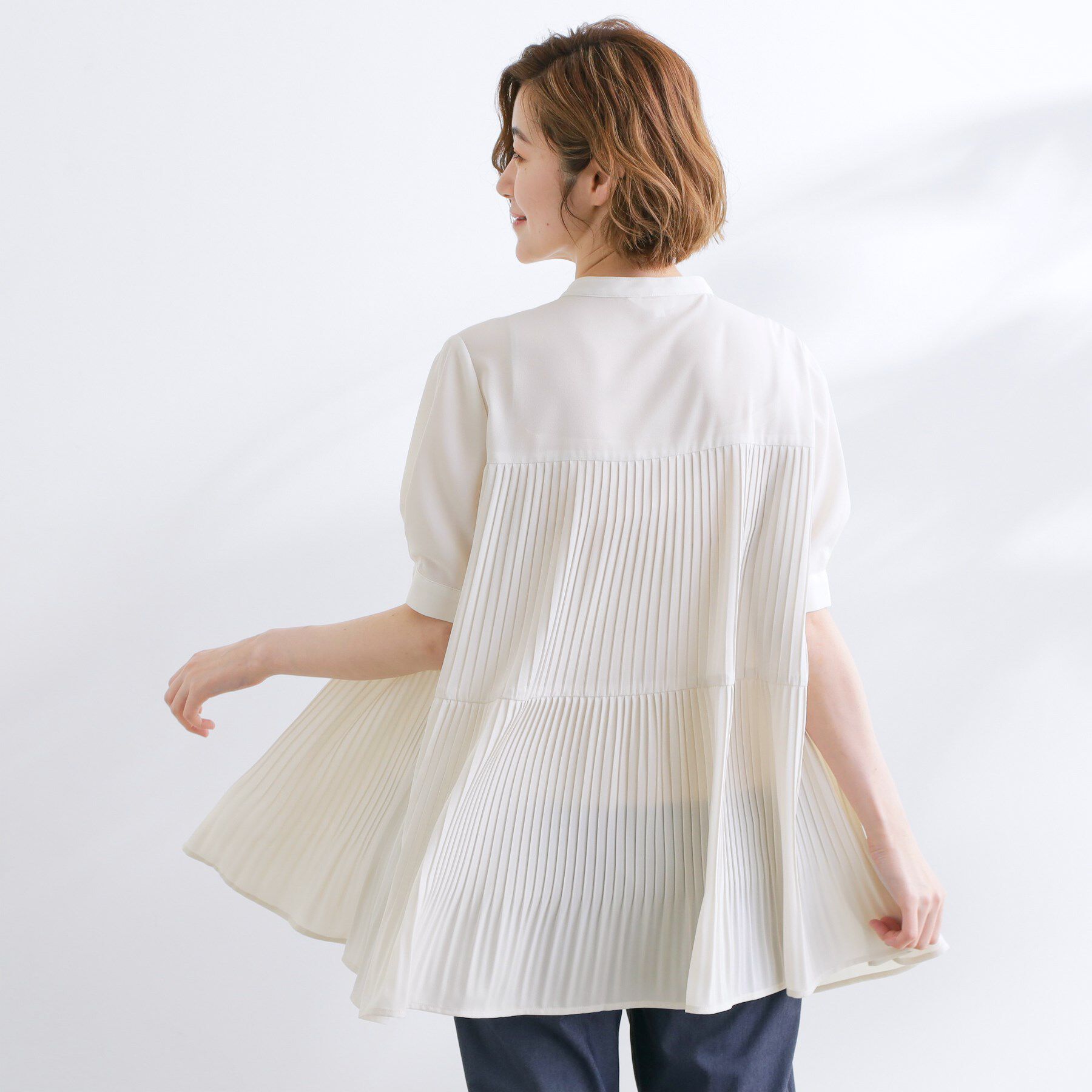 grove「【体型カバー】ラフに着たい　ティアードプリーツブラウス」|シャツ・ブラウス|