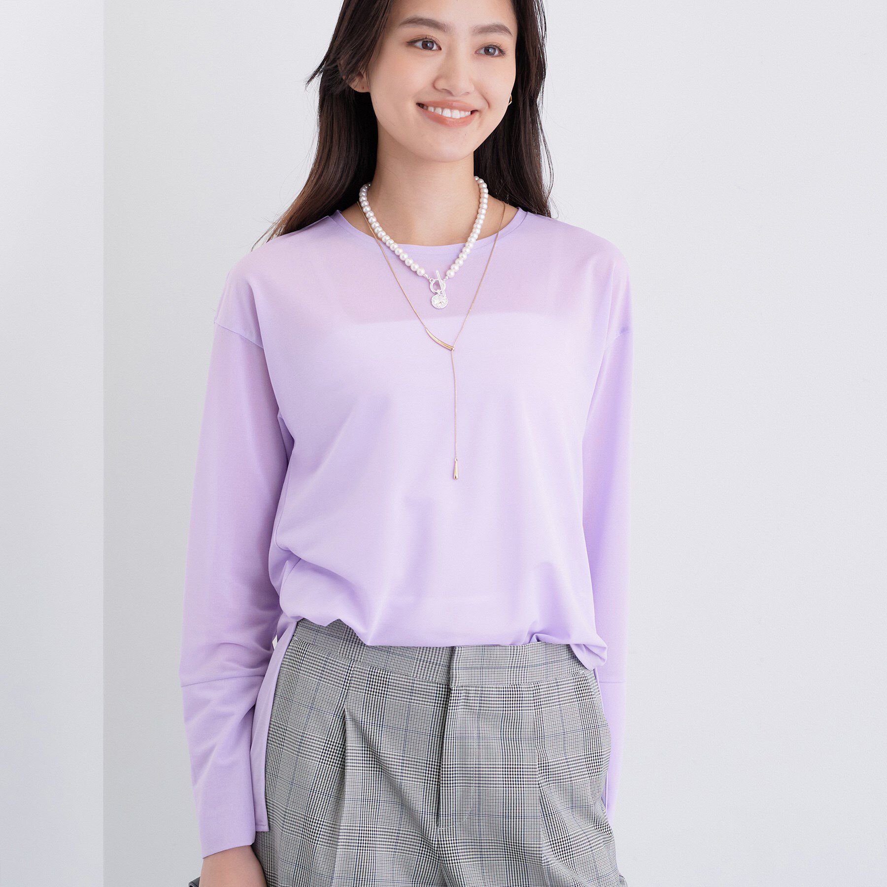 INDIVI「ストレッチシアーロングTシャツ」|Tシャツ・カットソー|