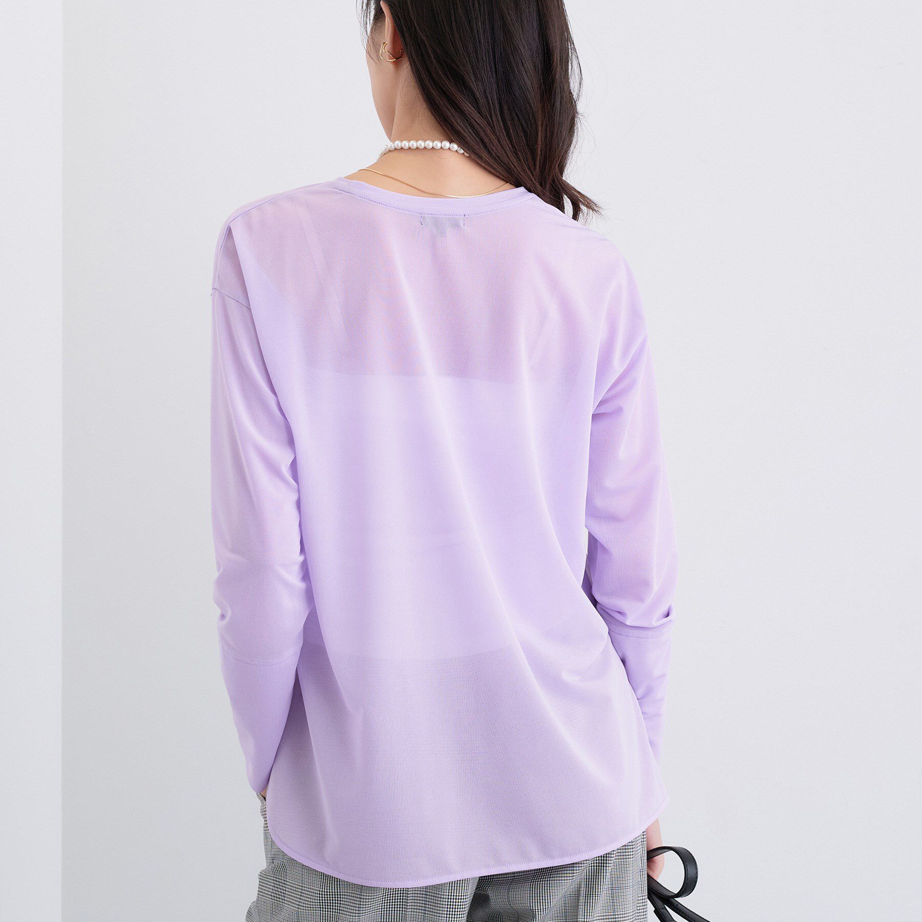 INDIVI「ストレッチシアーロングTシャツ」|Tシャツ・カットソー|