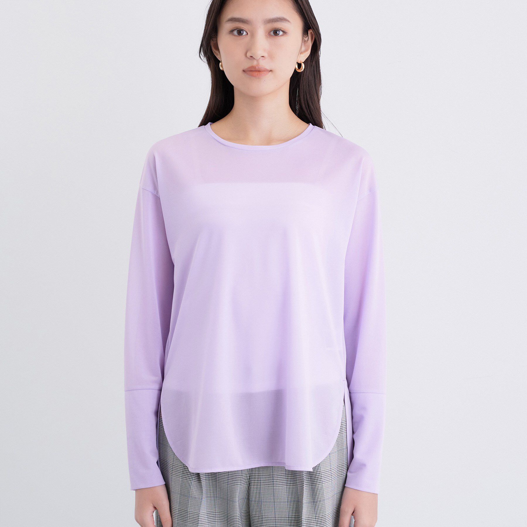 INDIVI「ストレッチシアーロングTシャツ」|Tシャツ・カットソー|