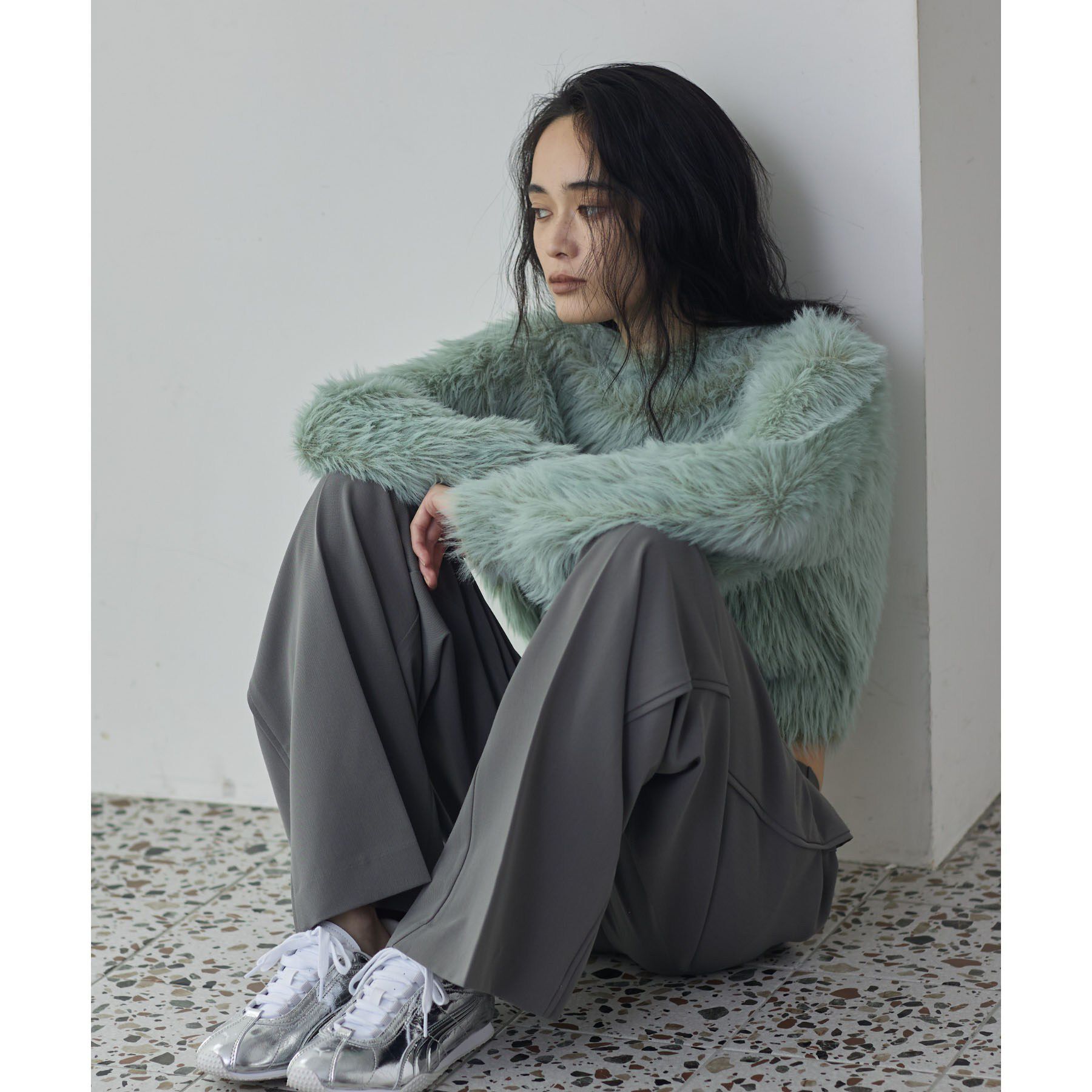 GALLEST「フェザーニットオフショルプルオーバー」|ニット・セーター|ミントグリーン(92