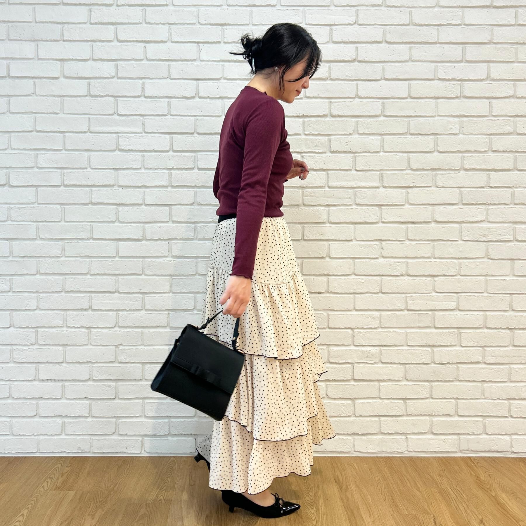 Couture broach「【一枚でも重ねても】メローフリル テレコトップス」|Tシャツ・カットソー|