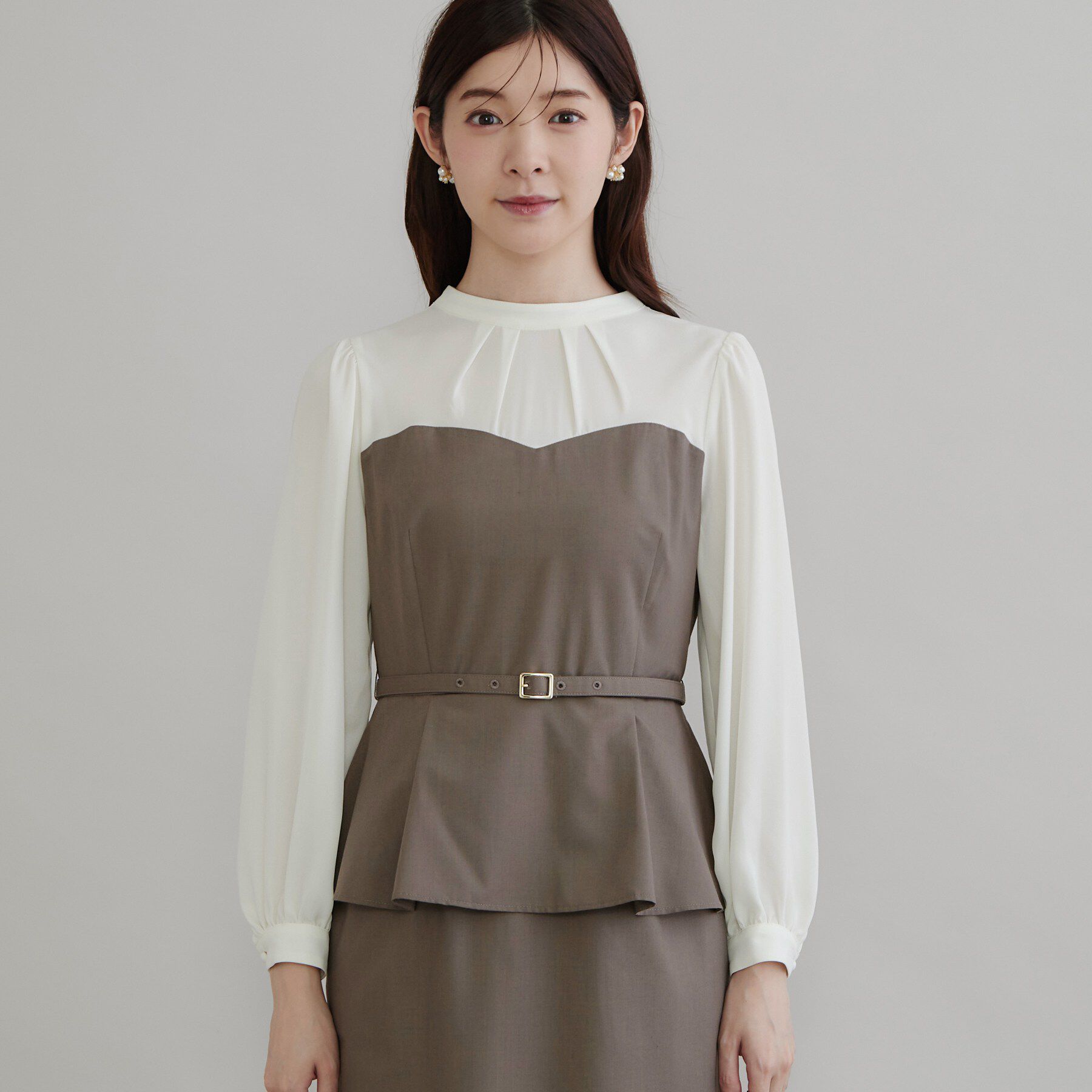 Couture broach「【一枚で品よく完成】ベアドッキング ペプラムワンピース」|ワンピース|