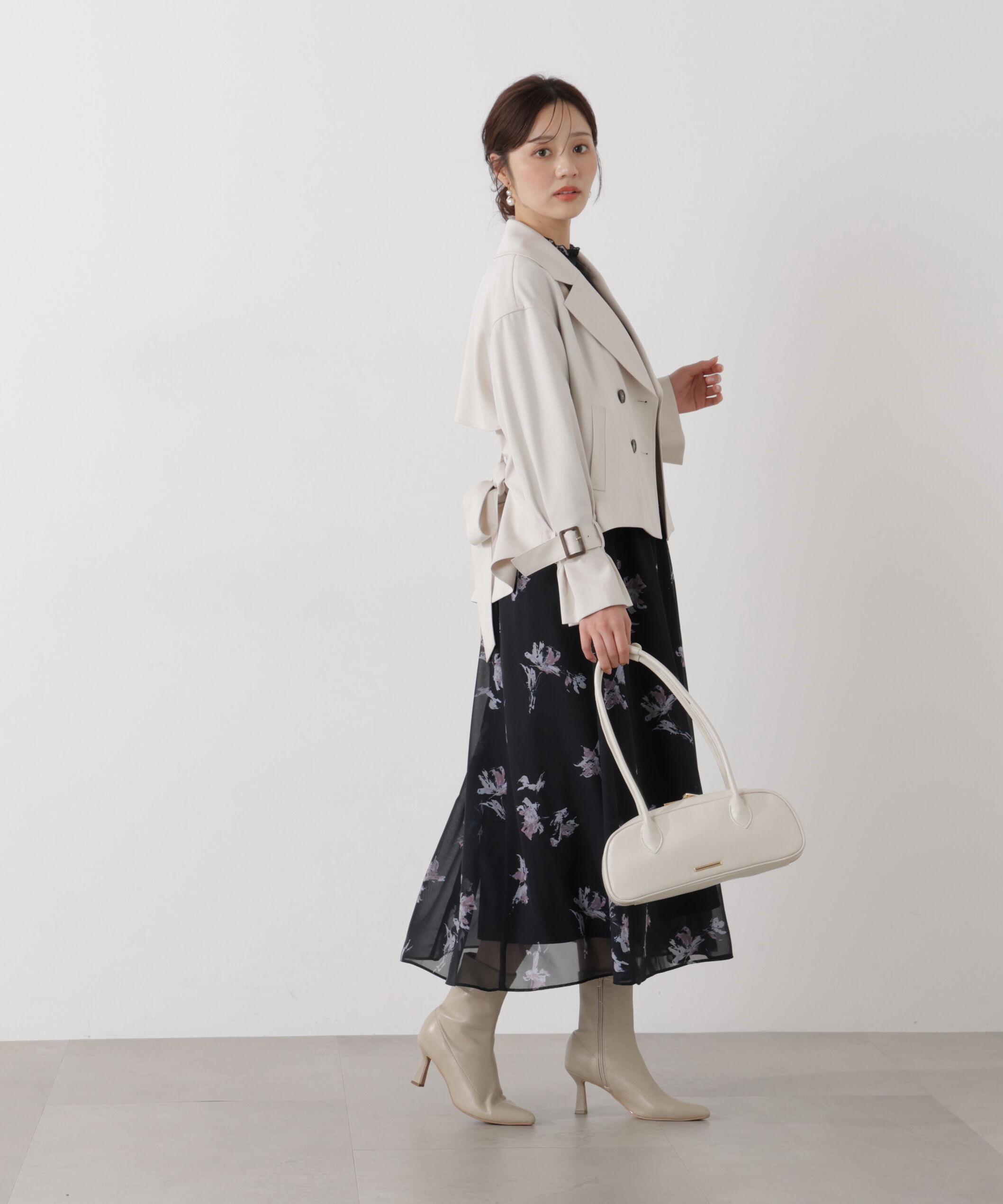 PROPORTION BODY DRESSING「花柄プリントギャザーワンピース」|ワンピース|