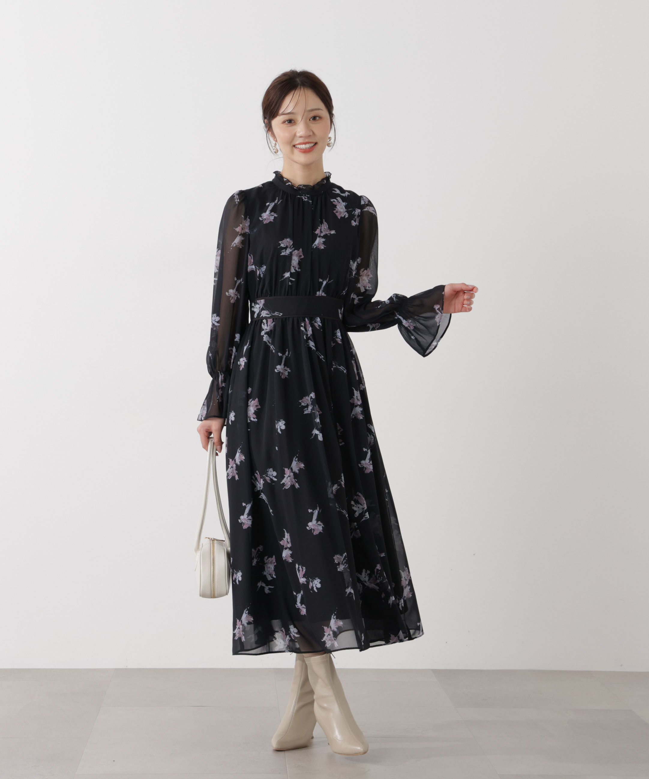 PROPORTION BODY DRESSING「花柄プリントギャザーワンピース」|ワンピース|