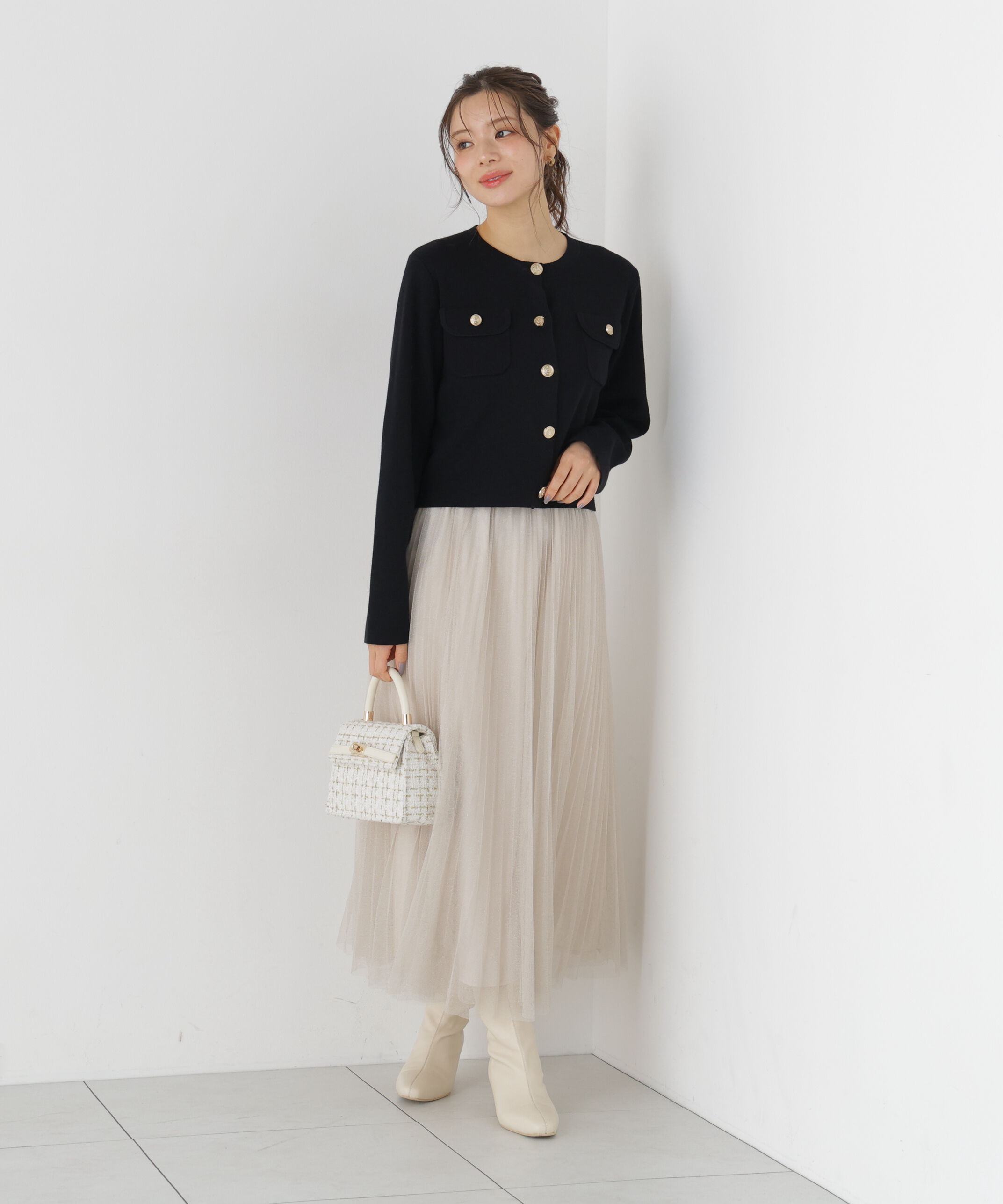 PROPORTION BODY DRESSING「《EDIT COLOGNE》ラメプリーツスカート26SS」|スカート|アイボリー2