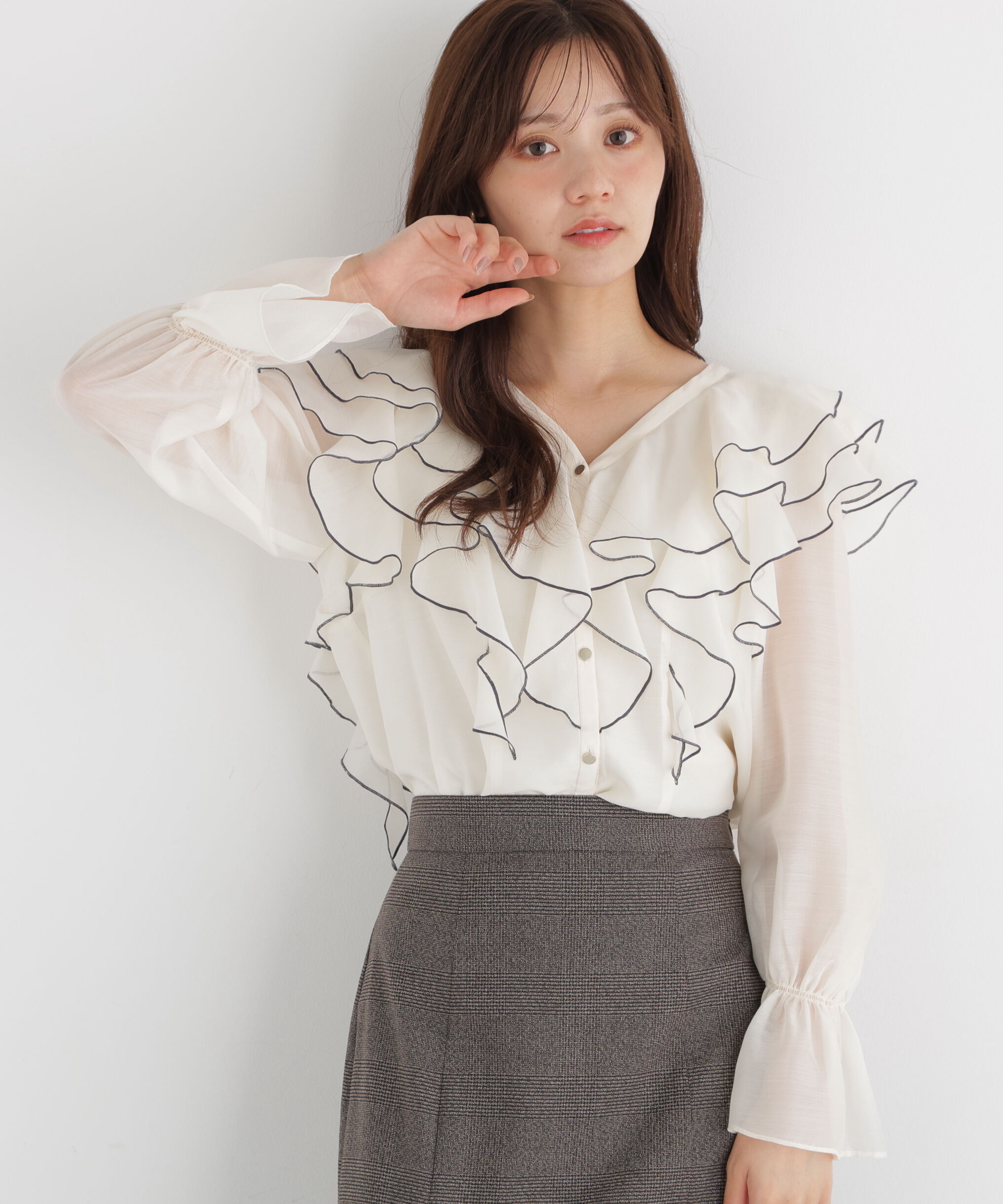 PROPORTION BODY DRESSING「ボリュームラッフルブラウス 26AW」|シャツ・ブラウス|