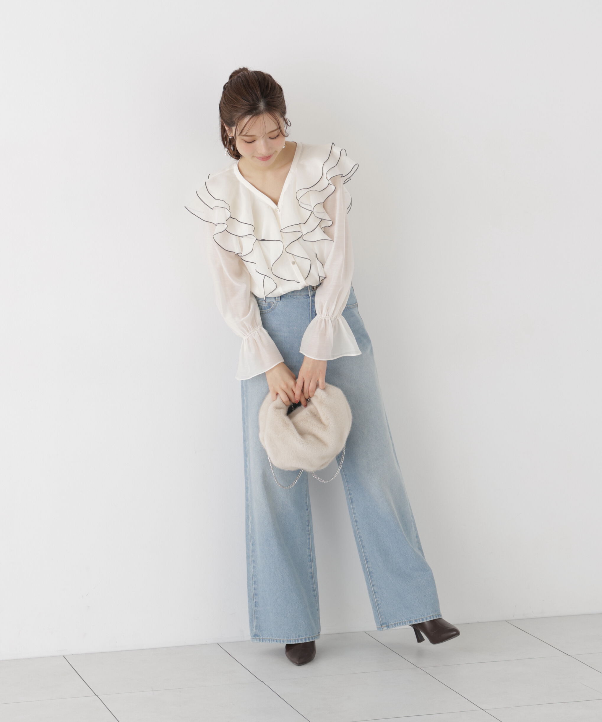 PROPORTION BODY DRESSING「ボリュームラッフルブラウス 26AW」|シャツ・ブラウス|