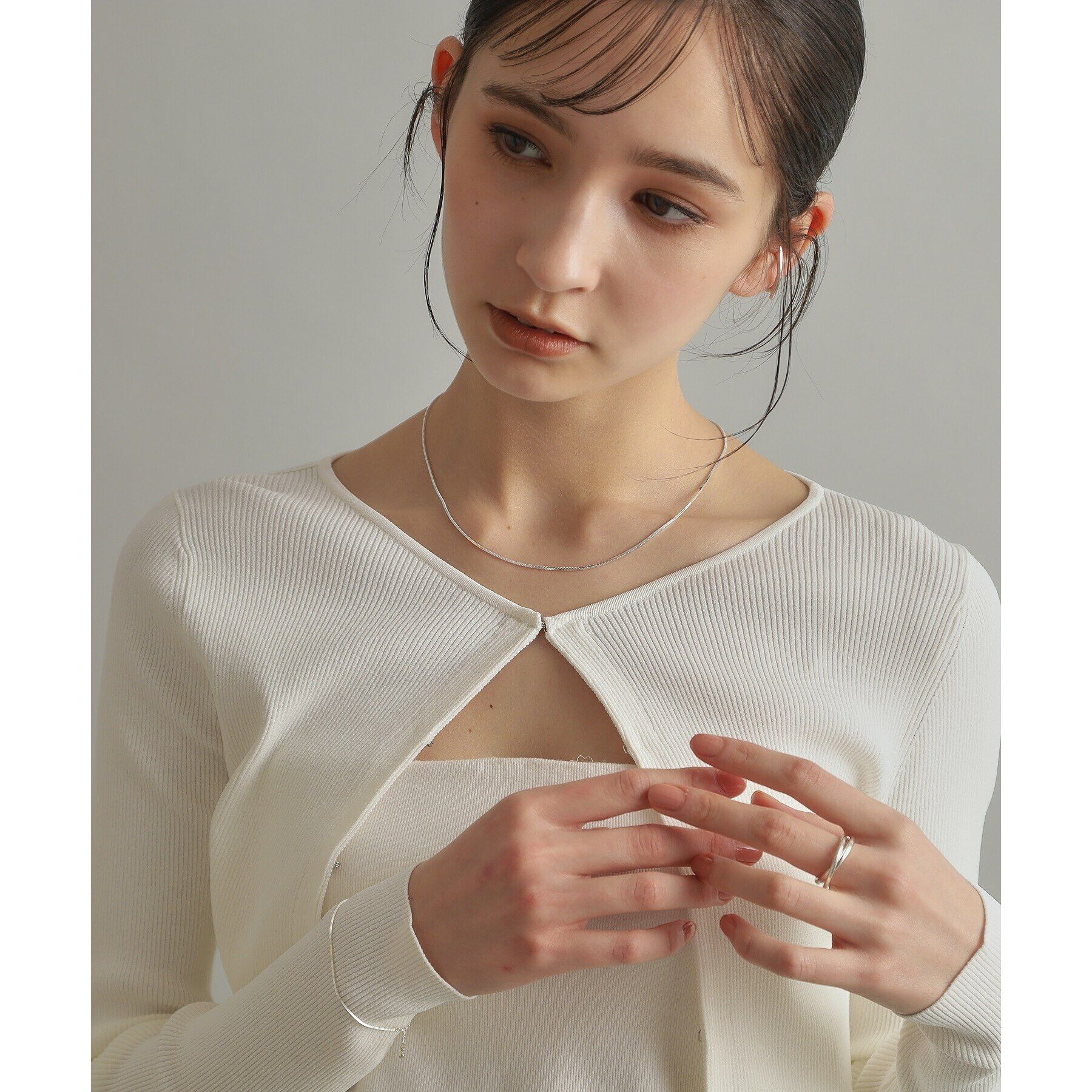 COCOSHNIK ONKITSCH「シルバー デザインチェーン コンパクトブレスレット」|ブレスレット・バングル|