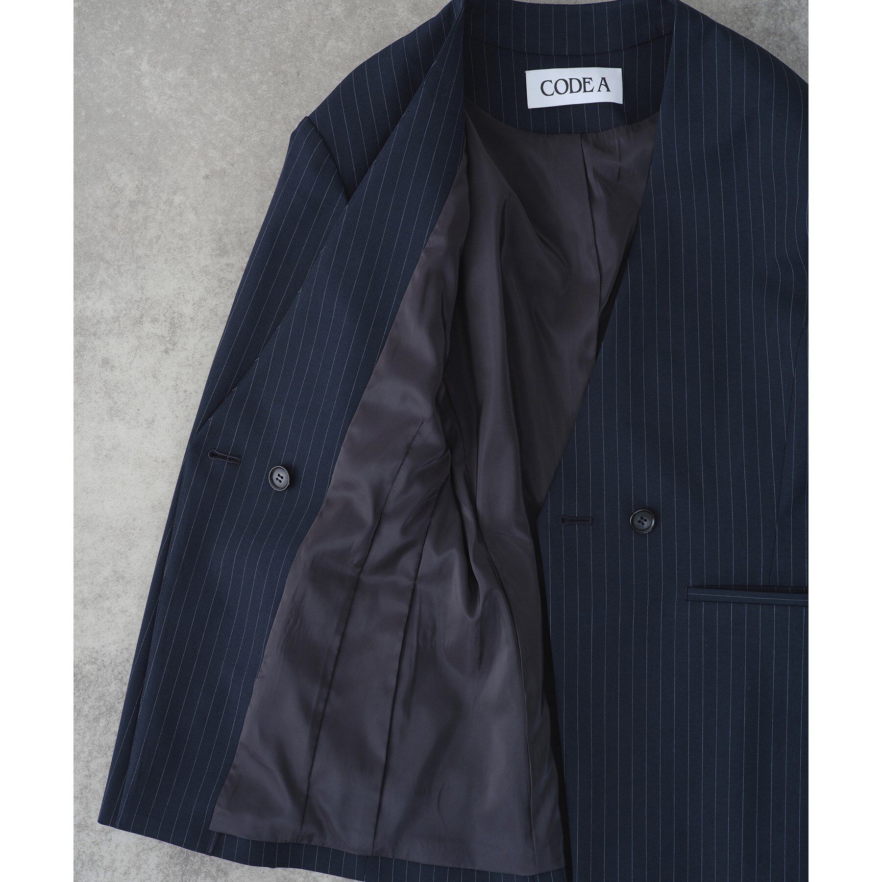 CODE A「tailored mood over jacket」|ノーカラージャケット|