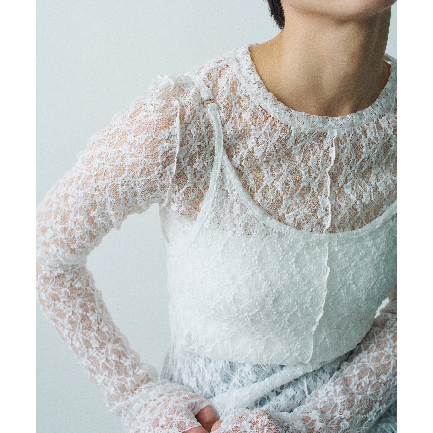CODE A「【Re】stretch lace tops」|Tシャツ・カットソー|
