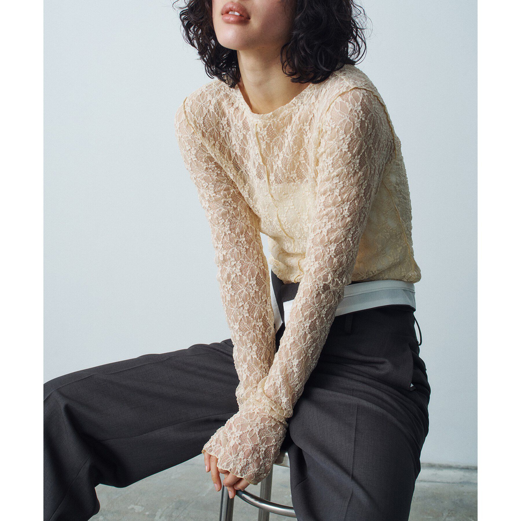 CODE A「【Re】stretch lace tops」|Tシャツ・カットソー|