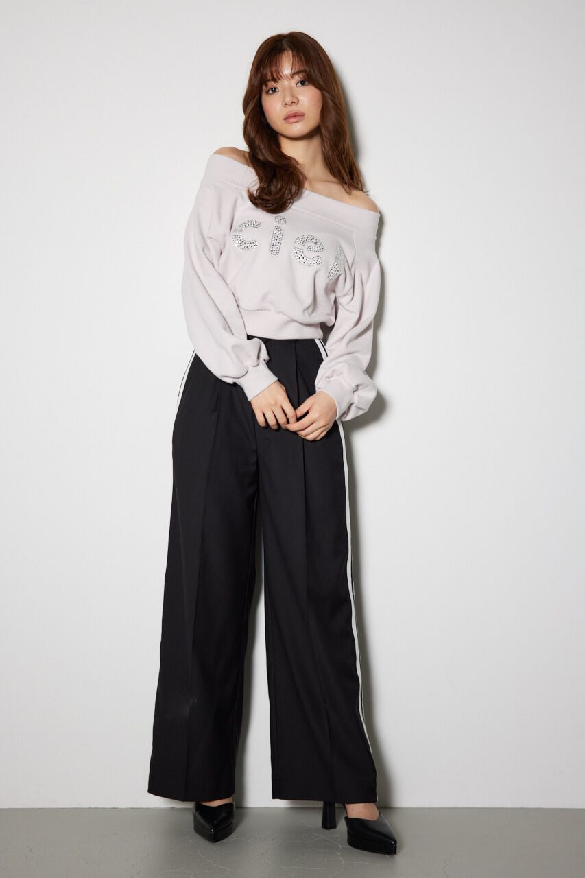 rienda「オフショルBIGロゴスウェットトップス」|Tシャツ・カットソー|