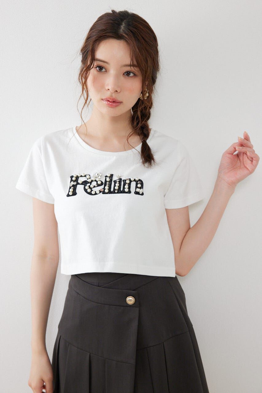 rienda「デコラティブロゴTシャツ」|Tシャツ・カットソー|WHT