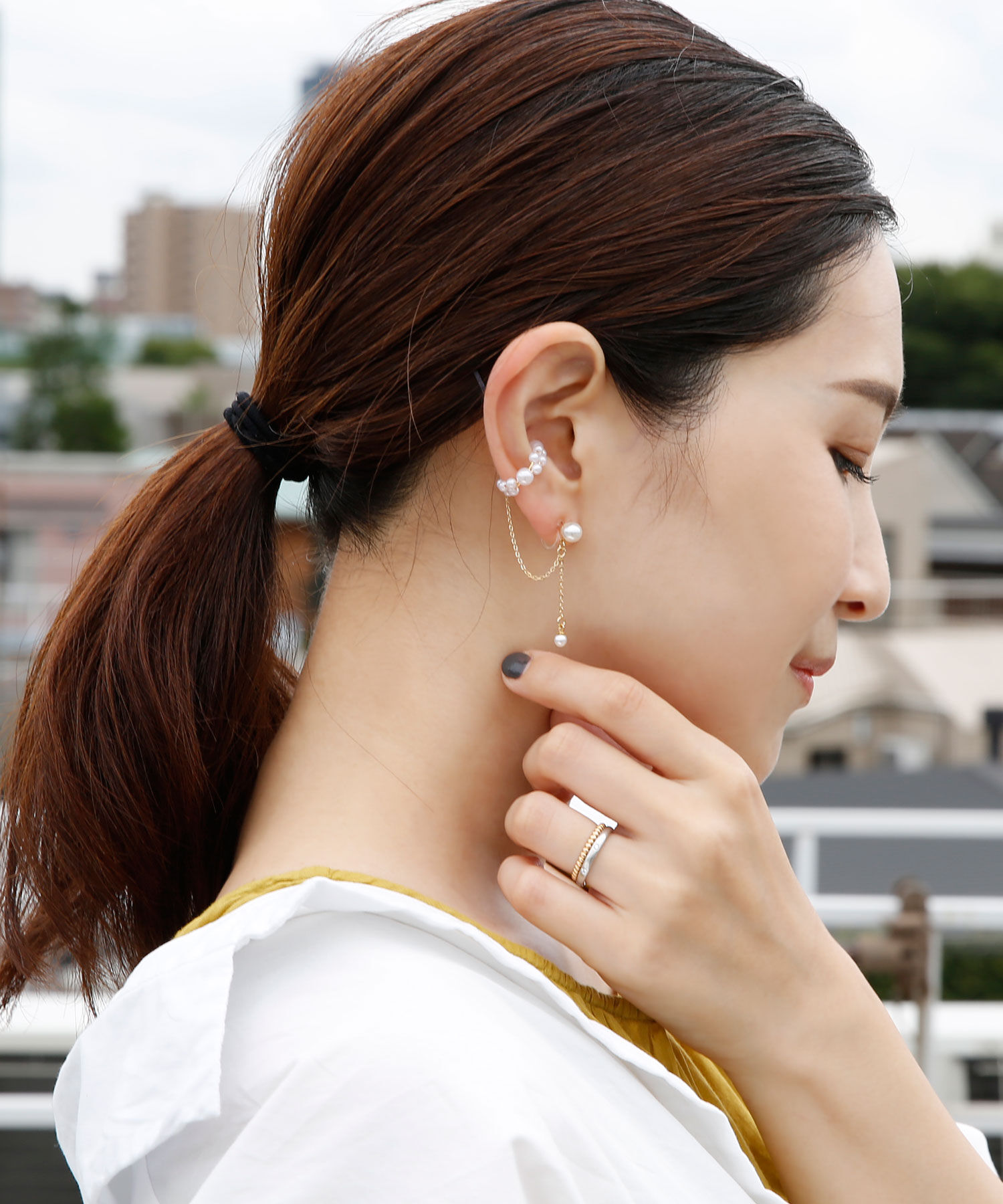colleca la「パールイヤカフ&times;パール樹脂イヤリング」|イヤーカフ|
