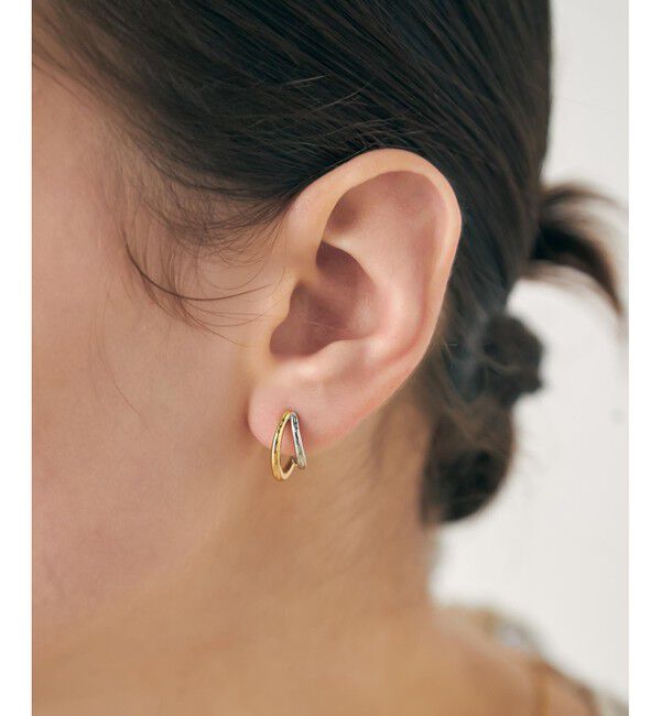 ete「ダブルライン バイカラー ハグピアス」|ピアス|