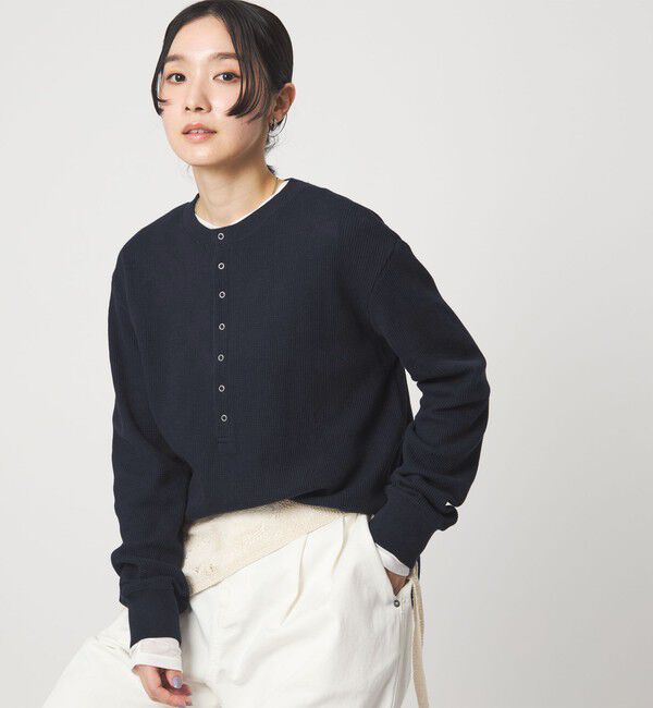 UNITED ARROWS green label relaxing「【WEB限定】＜at ease＞ワッフル ヘンリーネック ロングスリーブ カットソー」|Tシャツ・カットソー|