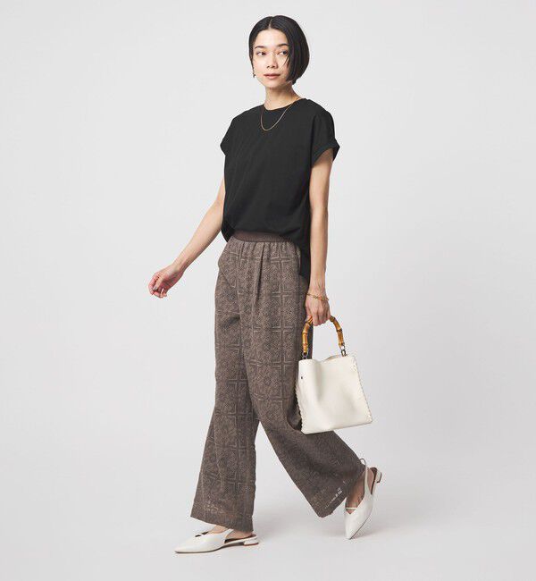 UNITED ARROWS green label relaxing「グロッシー フレンチスリーブ Tシャツ 制菌」|Tシャツ・カットソー|
