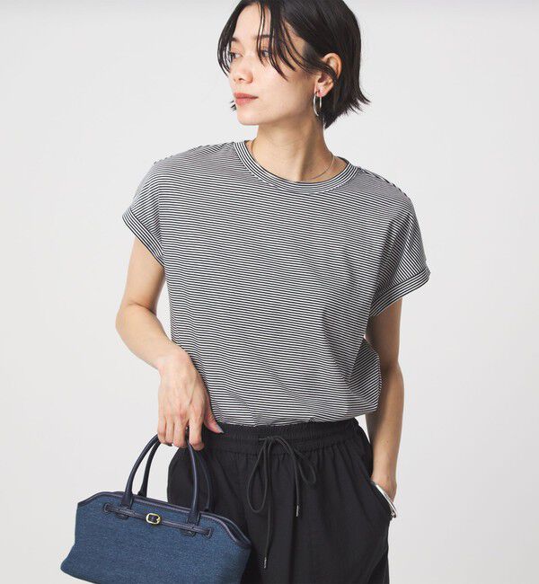 UNITED ARROWS green label relaxing「グロッシー フレンチスリーブ Tシャツ 制菌」|Tシャツ・カットソー|