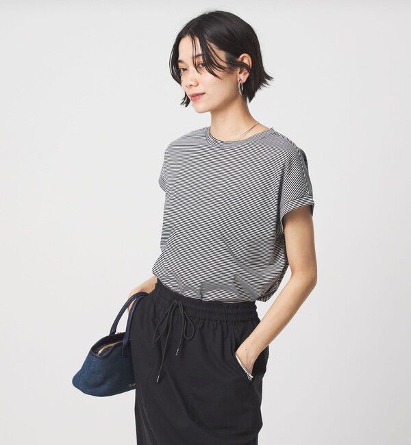 UNITED ARROWS green label relaxing「グロッシー フレンチスリーブ Tシャツ 制菌」|Tシャツ・カットソー|