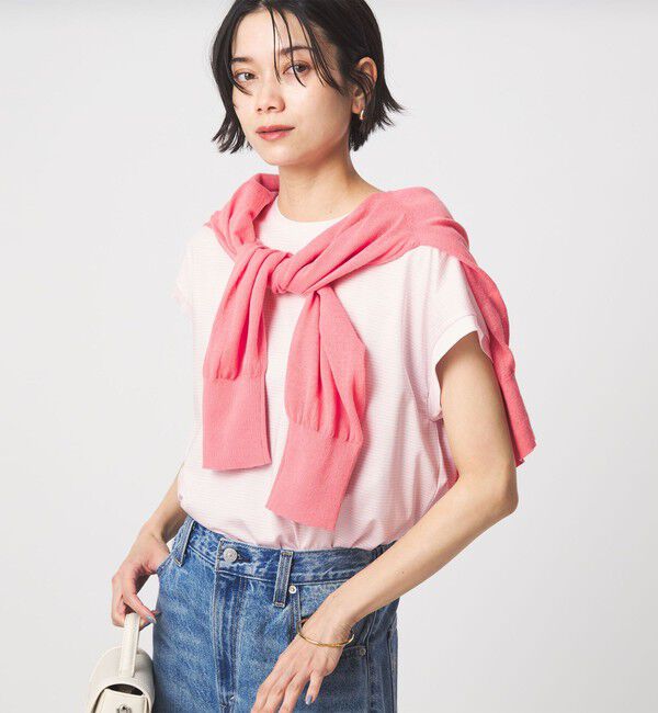UNITED ARROWS green label relaxing「グロッシー フレンチスリーブ Tシャツ 制菌」|Tシャツ・カットソー|