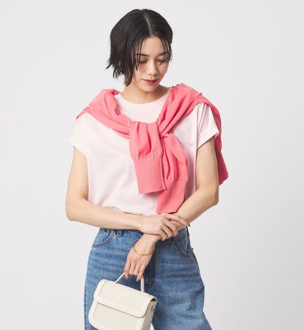 UNITED ARROWS green label relaxing「グロッシー フレンチスリーブ Tシャツ 制菌」|Tシャツ・カットソー|