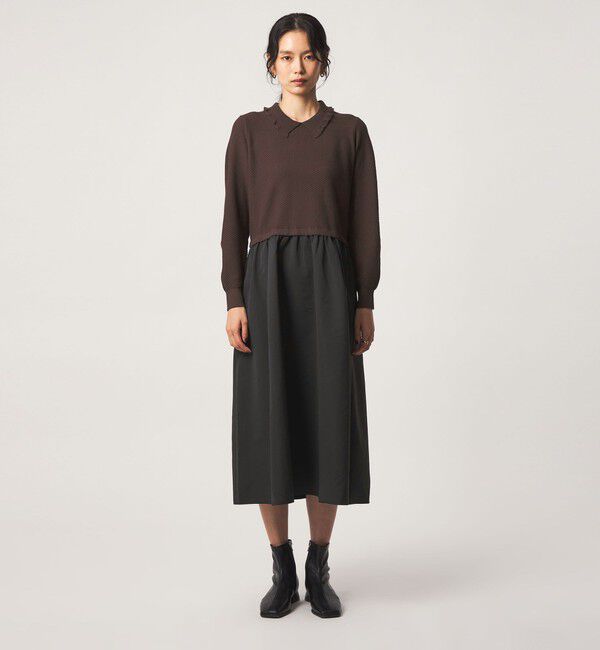 UNITED ARROWS green label relaxing「フリル襟 アミガラ ドッキング ワンピース」|ワンピース|