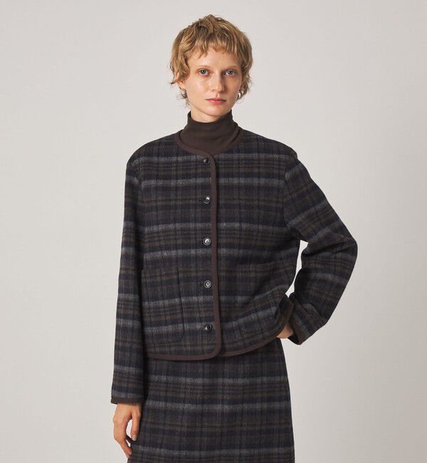 STEVEN ALAN「＜Steven Alan＞チェック ブルゾン」|ノーカラーコート|BLACK