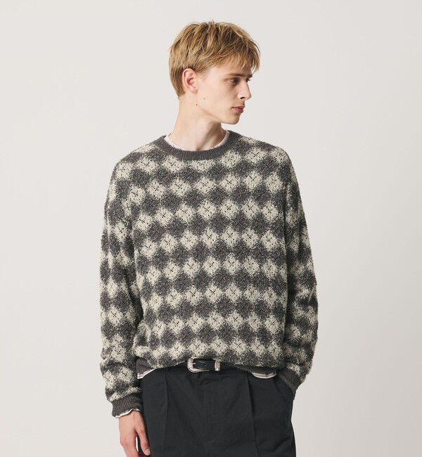 BEAUTY&YOUTH UNITED ARROWS「カールヤーン ブラー パターン クルーネック ニット」|ニット・セーター|