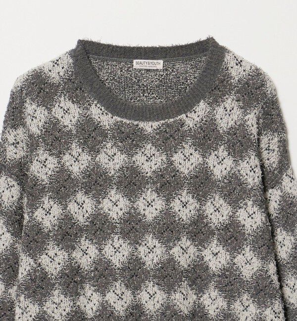 BEAUTY&YOUTH UNITED ARROWS「カールヤーン ブラー パターン クルーネック ニット」|ニット・セーター|