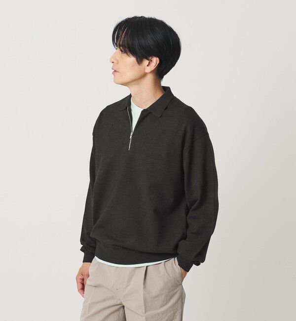 BEAUTY&YOUTH UNITED ARROWS「ハイブリッド ウール ハーフジップ ポロニット ウォッシャブル」|ニット・セーター|