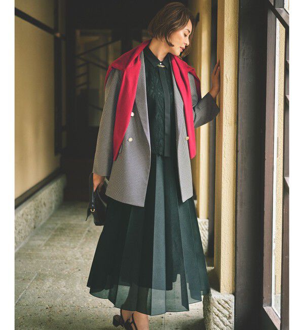 自由区「【SHIHOさん着用・オンオフ活躍・品よく決まる】チェックパターン ジャコット」|テーラードジャケット|