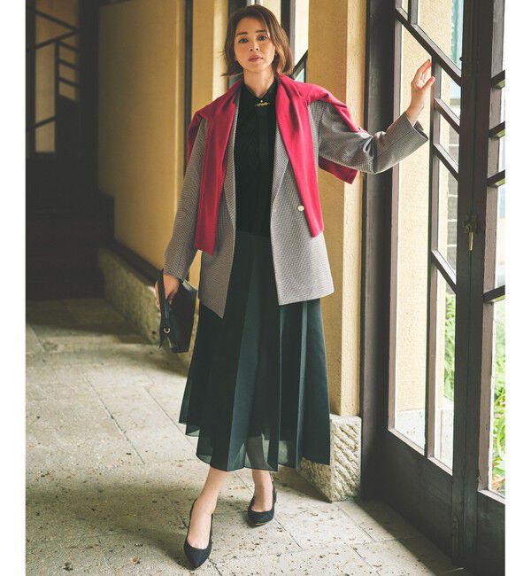 自由区「【SHIHOさん着用・オンオフ活躍・品よく決まる】チェックパターン ジャコット」|テーラードジャケット|