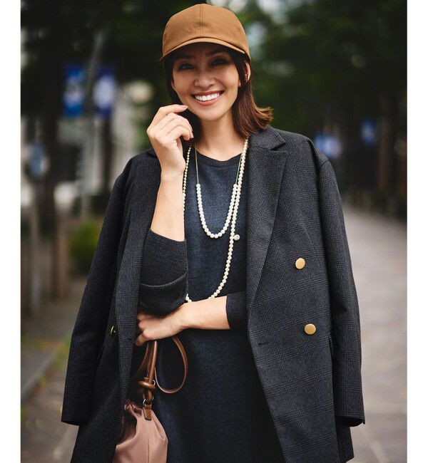 自由区「【SHIHOさん着用・オンオフ活躍・品よく決まる】チェックパターン ジャコット」|テーラードジャケット|ﾁｬｺｰﾙ(ｸ