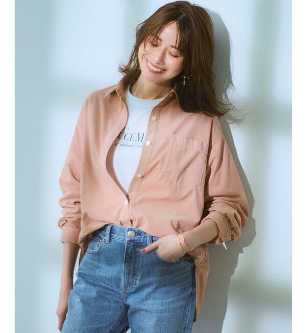 23区「【見上愛さん着用/Oggi11月号掲載】コットン コーデュロイ シャツ」|シャツ・ブラウス|ピンク系