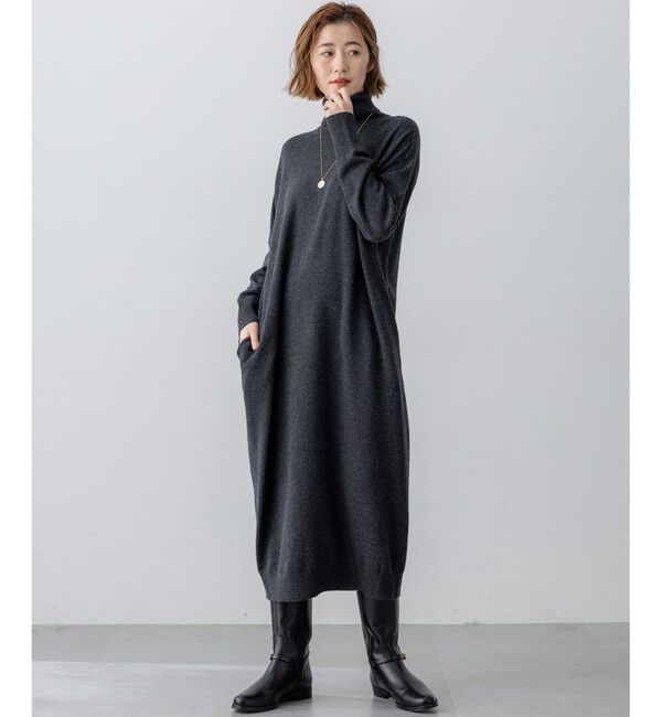 23区「【洗える】カシミヤブレンド タートルネック ニットワンピース」|ワンピース|
