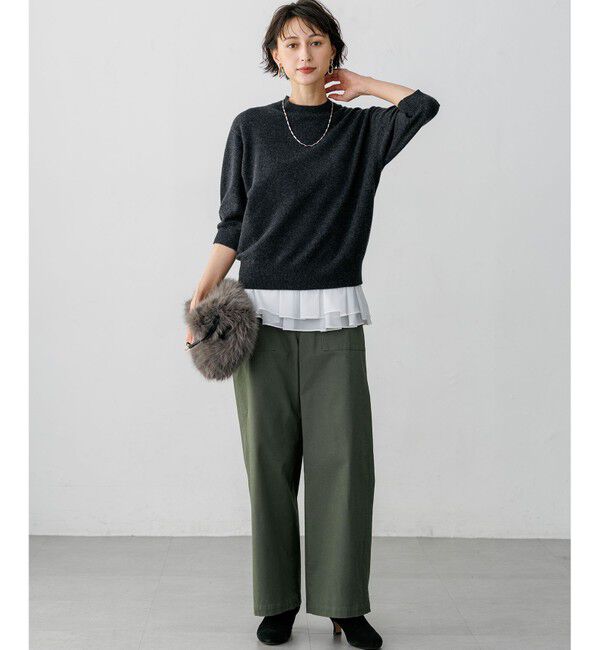 23区「【Oggi・CLASSY.掲載】ピュアカシミヤ ハーフスリーブ ハイネック ニット」|ニット・セーター|