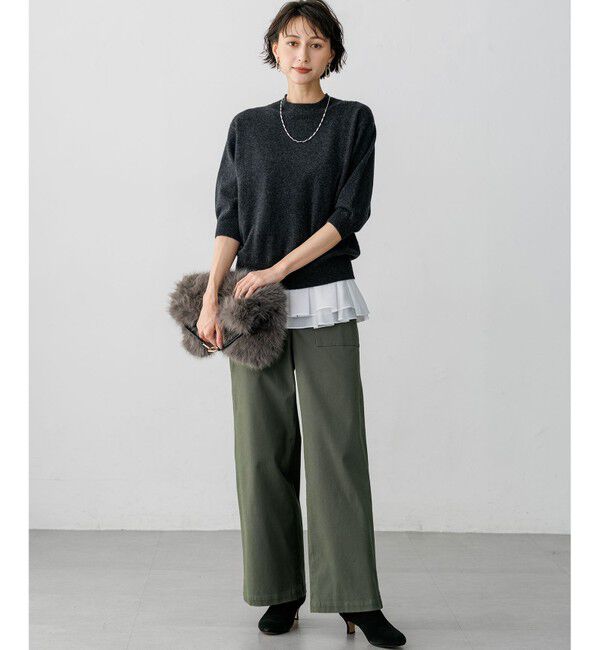 23区「【Oggi・CLASSY.掲載】ピュアカシミヤ ハーフスリーブ ハイネック ニット」|ニット・セーター|