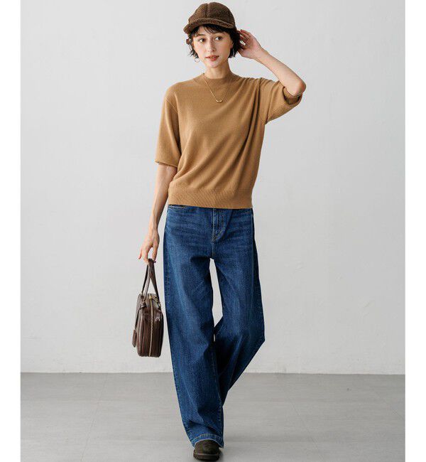 23区「【Oggi・CLASSY.掲載】ピュアカシミヤ ハーフスリーブ ハイネック ニット」|ニット・セーター|