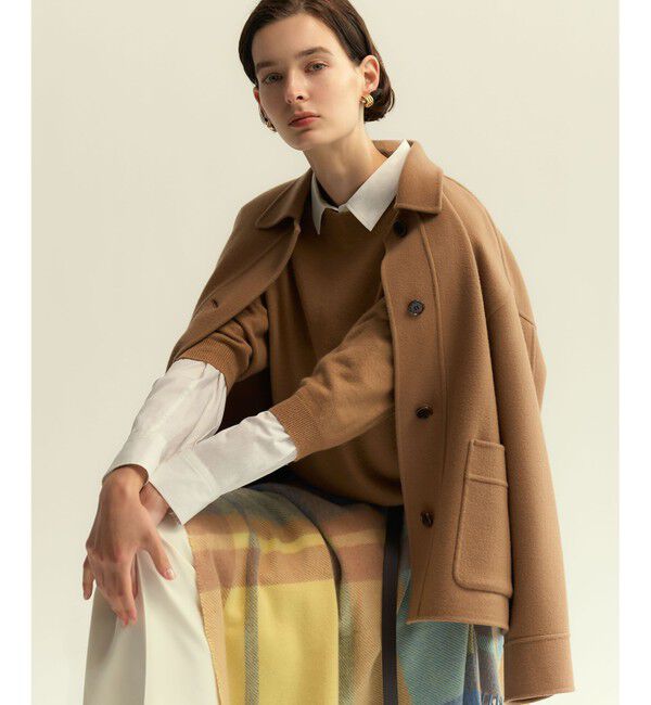 23区「【Oggi・CLASSY.掲載】ピュアカシミヤ ハーフスリーブ ハイネック ニット」|ニット・セーター|