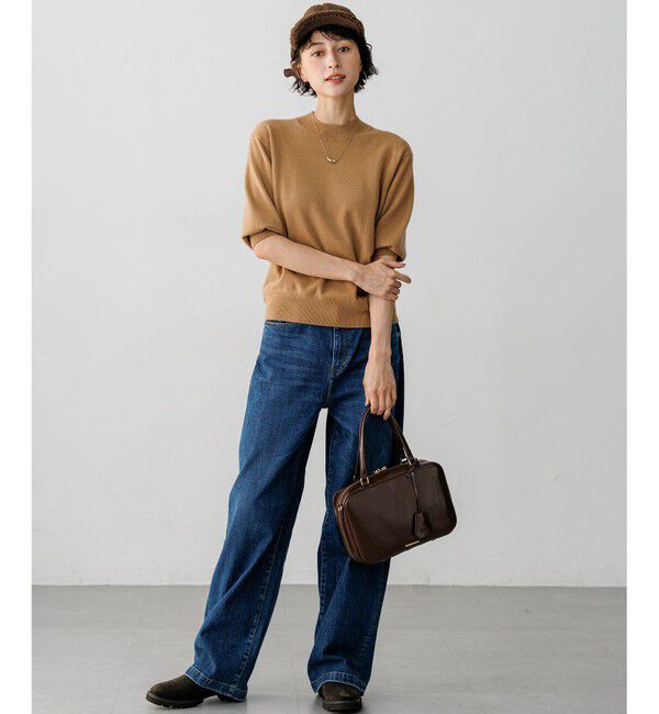 23区「【Oggi・CLASSY.掲載】ピュアカシミヤ ハーフスリーブ ハイネック ニット」|ニット・セーター|