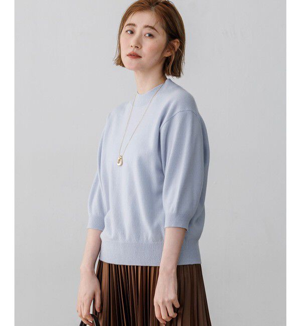 23区「【Oggi・CLASSY.掲載】ピュアカシミヤ ハーフスリーブ ハイネック ニット」|ニット・セーター|ｽｶｲﾌﾞﾙ