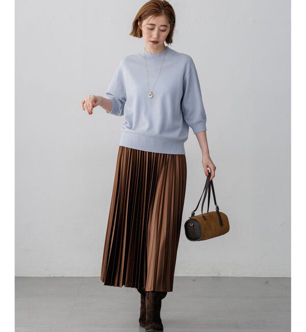 23区「【Oggi・CLASSY.掲載】ピュアカシミヤ ハーフスリーブ ハイネック ニット」|ニット・セーター|