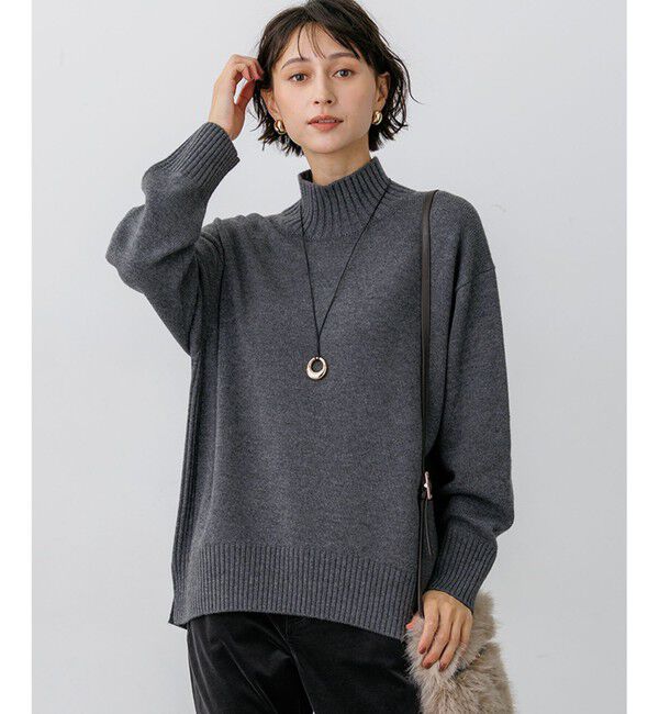 23区「カシミヤブレンド ハイネック ニット」|ニット・セーター|グレー系