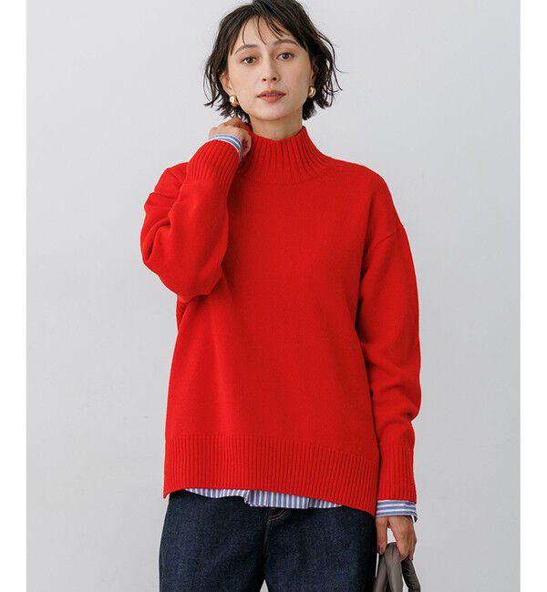 23区「カシミヤブレンド ハイネック ニット」|ニット・セーター|レッド系