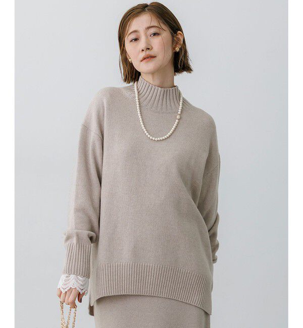 23区「カシミヤブレンド ハイネック ニット」|ニット・セーター|ベージュ系