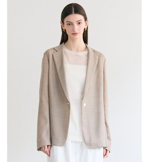 BEIGE,「【STORY 掲載】LIATRIS / シアー テーラードジャケット」|テーラードジャケット|Flax