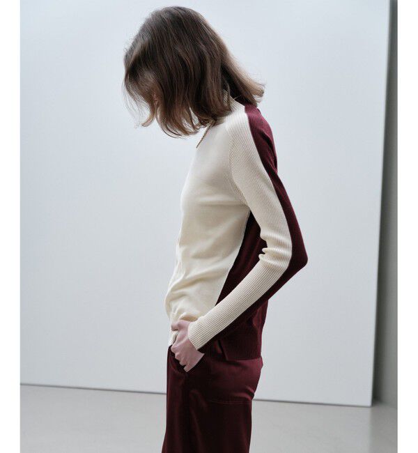 BEIGE,「【新色追加】LA MONNAIE /  カラーブロッキングタートルニット」|ニット・セーター|Butter &times; Bordeaux