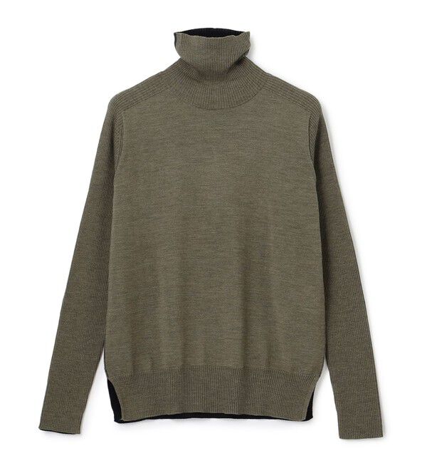 BEIGE,「【新色追加】LA MONNAIE /  カラーブロッキングタートルニット」|ニット・セーター|Khaki&times;Navy