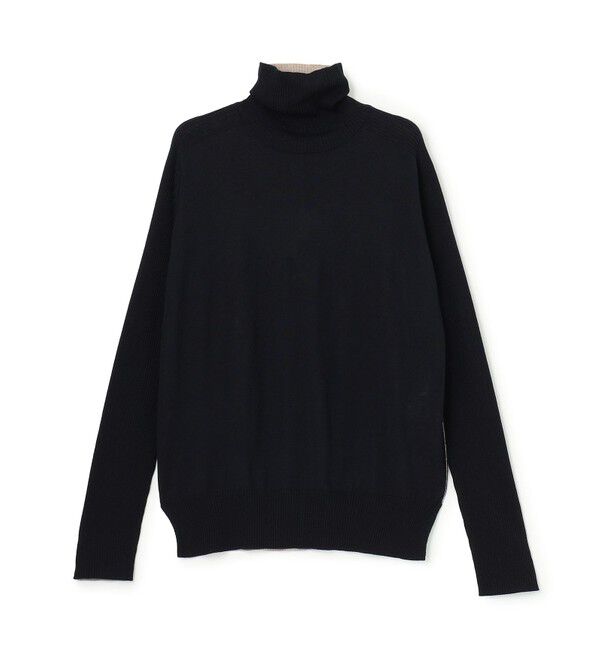 BEIGE,「【新色追加】LA MONNAIE /  カラーブロッキングタートルニット」|ニット・セーター|Navy &times; Lt.Taupe